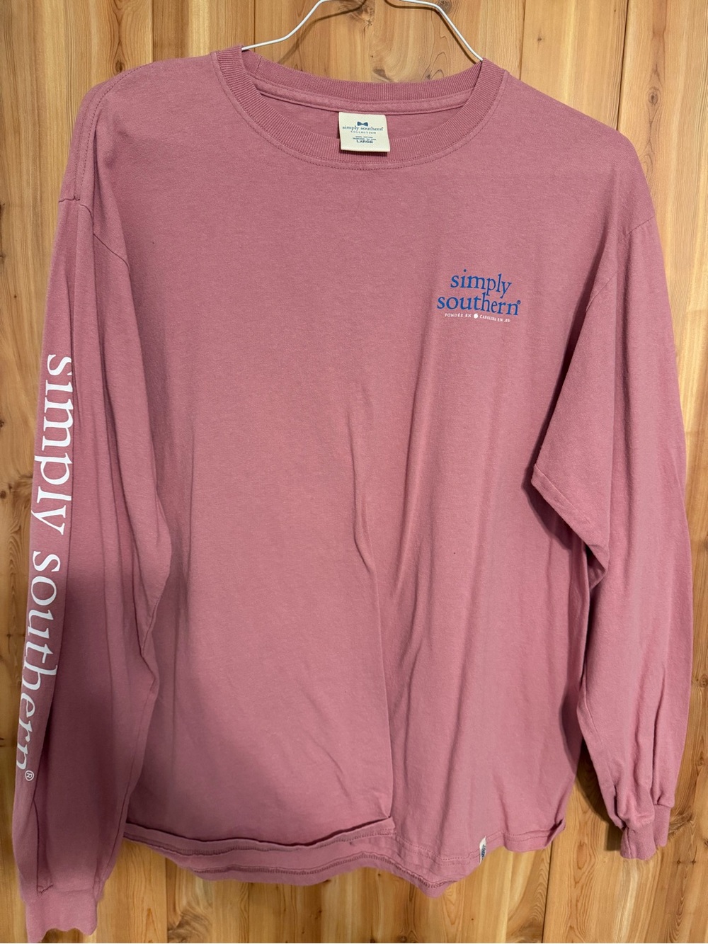 Simply Southern Mauve Long Sleeve Tee with Blue Logo